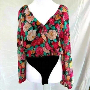 Peach Love California floral bodysuit.